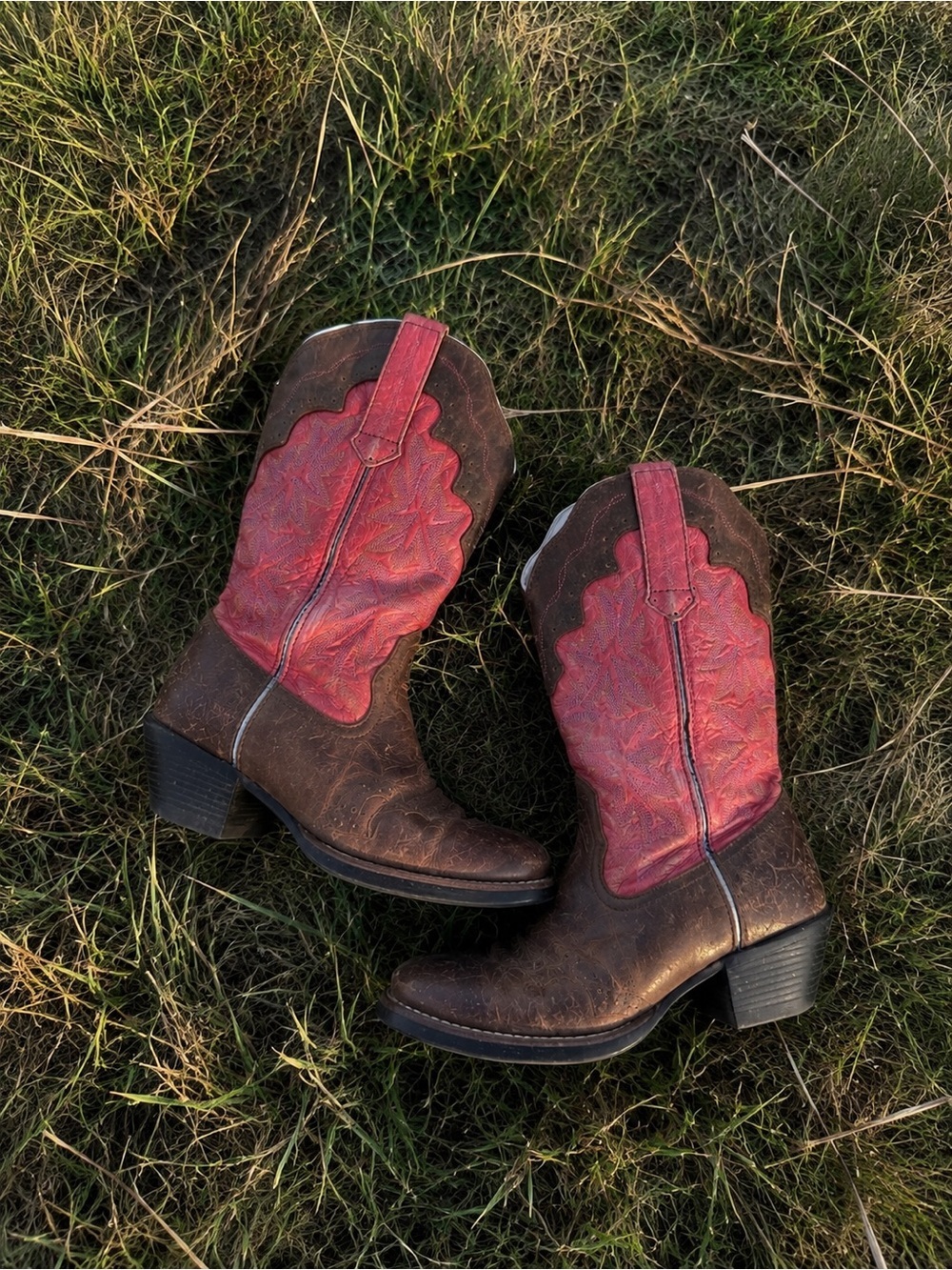 Tony Lama Pink Brown Leather Western Boots